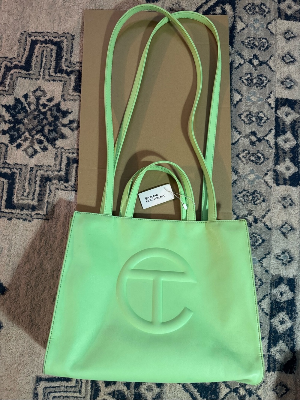 AUTHENTIC Telfar Medium Double Mint Shopping Bag - Flawed
